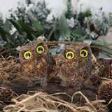 Nupuyai 3 inches Orgone Resin Crystal Chips Tumbled Stone Owl Statue, Mini Hand Carved Stone Crystal Animal Figurines for Tabletop Indoor Outdoor, Tiger's Eye