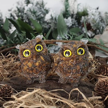 Nupuyai 3 inches Orgone Resin Crystal Chips Tumbled Stone Owl Statue, Mini Hand Carved Stone Crystal Animal Figurines for Tabletop Indoor Outdoor, Tiger's Eye