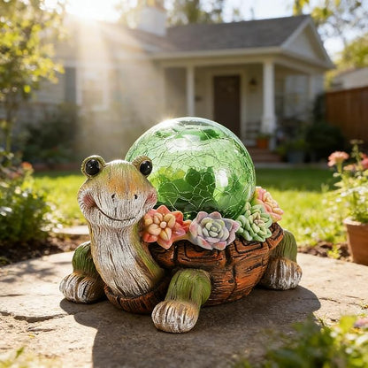 Solar Turtle Garden Statue Lights for Outdoor Decor with Succulent and LED Lighting - Lawn Decoration Resin Tortoise Figurine for Patio Yard Balcony Ornament - Valentine Day Gifts for Mom Grandma