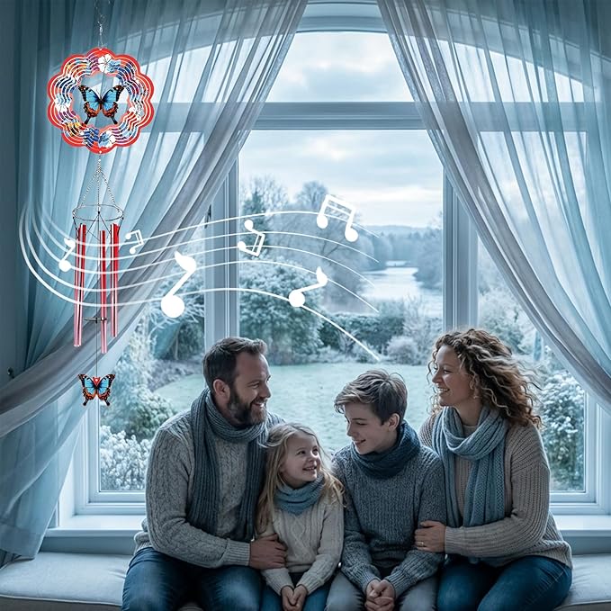 Butterfly Wind Chimes - Metal Wind Chimes with Clear Melodies, Weatherproof Outdoor Decorative Garden, Courtyard, Porch, Gift, Courtyard, Porch, Garden Hanging Ornaments
