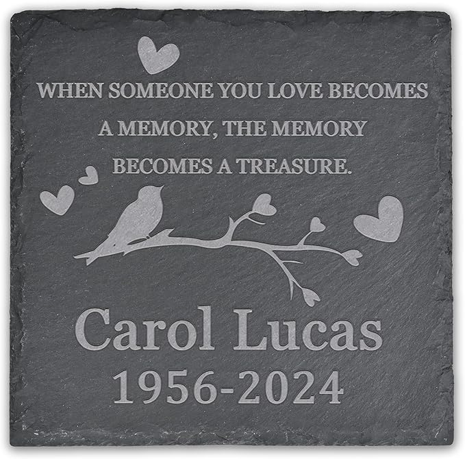 Memorial Garden Stone, Memorial Stone, Personalized Memorial Gifts, Sympathy Gifts for Loss of Loved One, Bereavement Gifts for Loss of Father Mother - The Memory Becomes a Treasure - Square