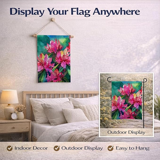 Caroline's Treasures West Virginia Rhododendrons in Watercolor Garden Flag Mailbox Flag Decorative Yard Flag Banner Outside Patio Artwork Yard Flower Beds, Garden Size, Multicolor