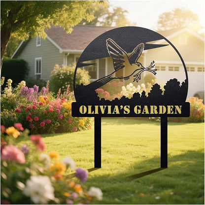 Startop Custom Metal Garden Sign with Stake: Personalized Outdoor Garden Decor - Durable Weatherproof Laser Cut Steel Yard Sign - Rustic Farmhouse Family Name Art for Lawn Patio Balcony & Farm A003