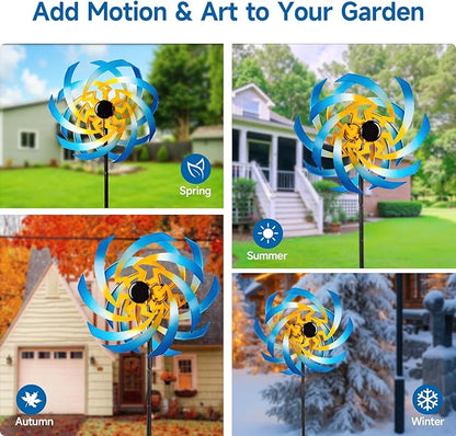 Wind Spinners Outdoor Garden Decor, 360°Metal Kinetic Wind Sculpture Spinner, 16W*76H inch Windmill for Yard, Patio, Backyard, Garden Gifts for Women