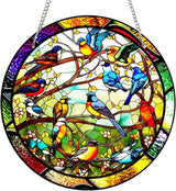 7.9'' Acrylic Window Hanging Decor,Stained Panel Hangings Decorative Acrylic Wall Decor Colorful Ornament Window Hangings for Outdoor Indoor Decor(Birds Concert)