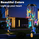 DesGully Wind Chimes,Hummingbird Solar Wind Chimes for Outside Color Changing,4 Aluminum Tubes Wind Bell for Garden/Patio Decor Thanksgiving Gifts for Mom, Wife, Grandma Neighbors(25 Inch Deep Tone)