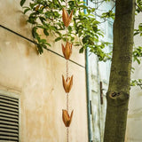 Topadorn Rain Chain Iron Gutter Chains with Rain Collector Thick Iron 12 Leaf Cups 8.5 FT Garden Decoration