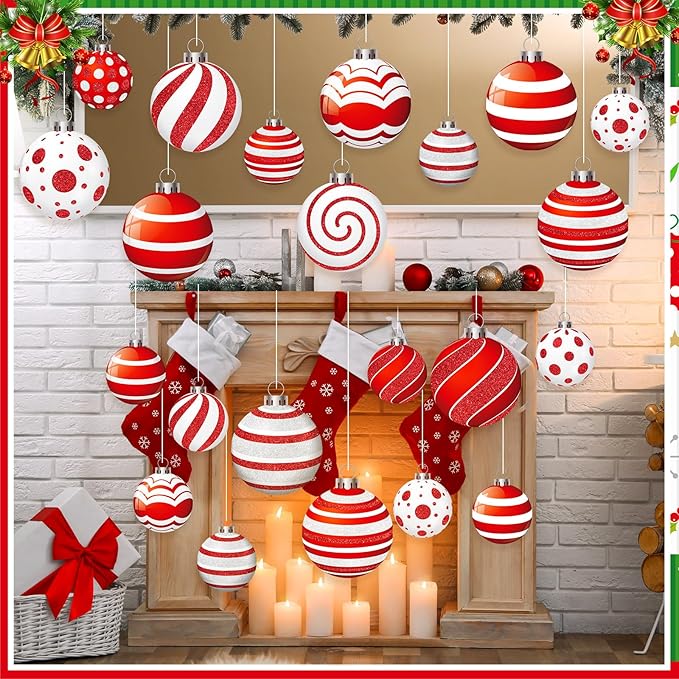 Huwena 24 Pcs Christmas Outdoor Decorations Hanging Ornaments Christmas Yard Signs Double Sided Lawn Decorations for Xmas Party Porch Lawn Decor (Fresh Style)