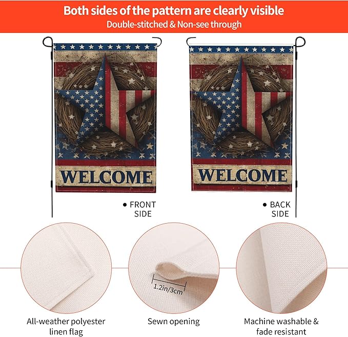 Welcome Garden Flag Seasonal Double Sided 12 x 18 Inch Small Yard Flag for Indoor Outdoor Decor Holiday All Seasons