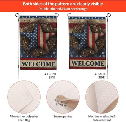 Welcome Garden Flag Seasonal Double Sided 12 x 18 Inch Small Yard Flag for Indoor Outdoor Decor Holiday All Seasons