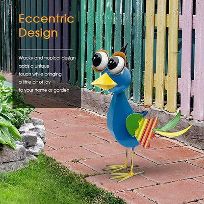 Colorful Metal Rooster Garden Statue, Wacky Outdoor Animal Statues, Weather-Resistant Chicken Figurine Outside Decorations, Metal Garden Sculptures, for Lawn Patio Porch Outdoor Decor