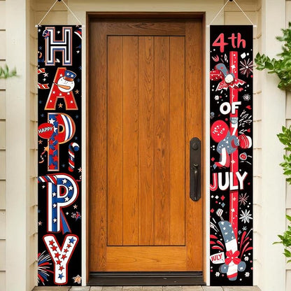 BlissYard 4th of July Decorations 2Pcs Patriotic Decor Door Banner American Flag USA Independence Day Banners Hanging Porch Signs Memorial Veterans Labor Day for Front Yard Indoor Outdoor Supplies