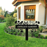 Personalized Metal Garden Signs with Stake, Custom Garden Signs for Outside Waterproof, Customized Name Sign Yard Lawn Gardens Decor Gardening Gifts for Moms Grandmas Gardeners