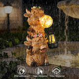 Joint Honglin Solar Highland Cow Garden Statue with LED Lights, Cute Resin Outdoor Decor with Glowing Lantern & Light-Up Bubble, Waterproof Solar Yard Ornament for Lawn, Patio & Garden (Brown Cow)