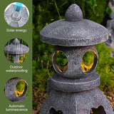 Pagoda Garden Statue, Japanese Pagoda Statues, Waterproof Solar Lantern, 5.1x5.3x10.2 inch Decorative for Garden Yard Lawn Balcony, Patio, Porch