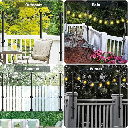 NUERPO 8 Pack String Light Poles,5Ft Metal Poles for Outdoor String Lights,Outdoor Light Poles with Post,Poles/Stand for Outside,Patio,Deck,Backyard,Garden Wedding,Party