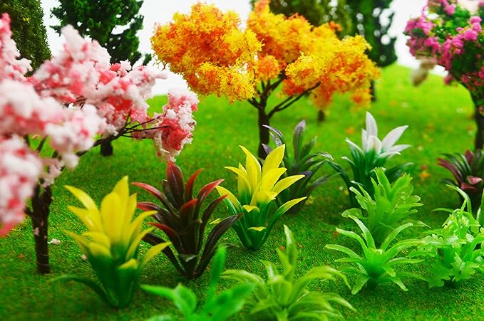 MOMOONNON 28 Pcs Miniature Fairy Garden Tree Plant Ornament, Mixed Model Trees 1-3 Inches, Miniature Dollhouse Pots Decor Moss Bonsai Micro Landscape DIY Craft Garden Ornament