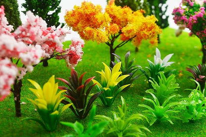 MOMOONNON 28 Pcs Miniature Fairy Garden Tree Plant Ornament, Mixed Model Trees 1-3 Inches, Miniature Dollhouse Pots Decor Moss Bonsai Micro Landscape DIY Craft Garden Ornament