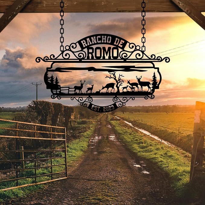Personalized Metal Farm Sign, Customized Family Name Ranch Sign, Large Last Name Sign for Farmhouse Decoration, Outdoor Farm Wall Art, Welcome Sign, Entrance Gate Sign, Farm Lovers Gift, Garden Decor