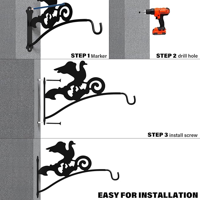 Plant Hangers Hooks,Hanging Bracket Outdoor Decoration Hooks Black 16 Inch Anti Rust Metal Plants,Lights,Planters,Lanterns,Hanging Bird Feeders,Wind Chimes,Indoor