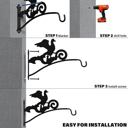 Plant Hangers Hooks,Hanging Bracket Outdoor Decoration Hooks Black 16 Inch Anti Rust Metal Plants,Lights,Planters,Lanterns,Hanging Bird Feeders,Wind Chimes,Indoor