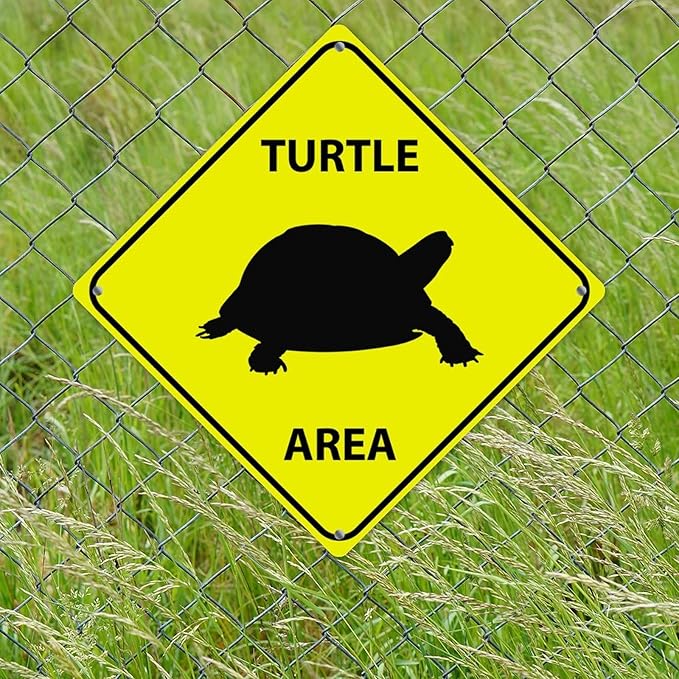 Sea Turtle Crossing Sign Caution Sea TurtleXing Sign Street Sign Wildlife Novelty Road Fence Wall Decor Warning Metal Tin Sign For Indoor Outdoor 15x15in