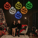 Jinei 6 Pack 16 Inch Large Christmas Window Lights Christmas LED Ball Lights Xmas Ball Window Lighted for Holiday Indoor Outdoor Wall Door Decorations, 6 Decorative Colors