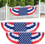 EBaokuup 2 Pcs 5 x 1.5 Ft Long Pleated American Flag Bunting,Traditional Patriotic American Bunting Flags for 4th of July,USA Pleated Fan Flag for Independence Day Garden Outdoor Decor