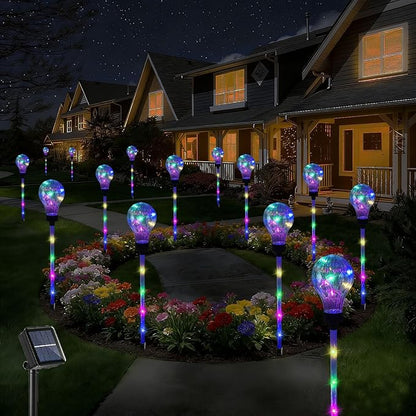 Huacenmy Solar Lights Outdoor Garden Decorative Waterproof 6 Pack Bulb Lights Outside Solar Pathway Lights for Garden Home Christmas Landscape Path Yard Lawn Driveway Flowerbed Decor - Multicolor