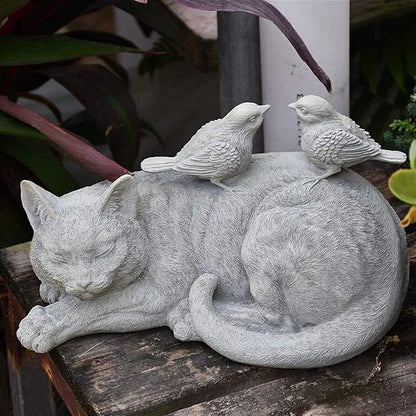 Garden Ornaments Outdoor Garden Animal Statues Cat Sculptures Bird Resin Retro Model Crafts Home Gardening Decoration Outdoor Ornaments Garden Ornaments