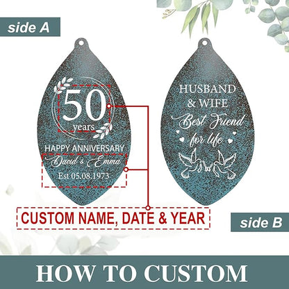 ASTARIN Personalized 20th 50th Anniversary Wind Chime, Happy Anniversary Wedding Valentine's Day Gift for Wife Husband Men Women Sister, Keepsake Decorations for Parents Couples(Produced in USA)