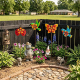 HUTHDAK 4 Pack Metal Animal Decorative Garden Stakes,Colorful Spring Outdoor Pinwheels,Cute Ladybugs Butterfly&Hummingbird Wind Spinners for Yard Art Outdoor Lawn Porch Pathway Decorations