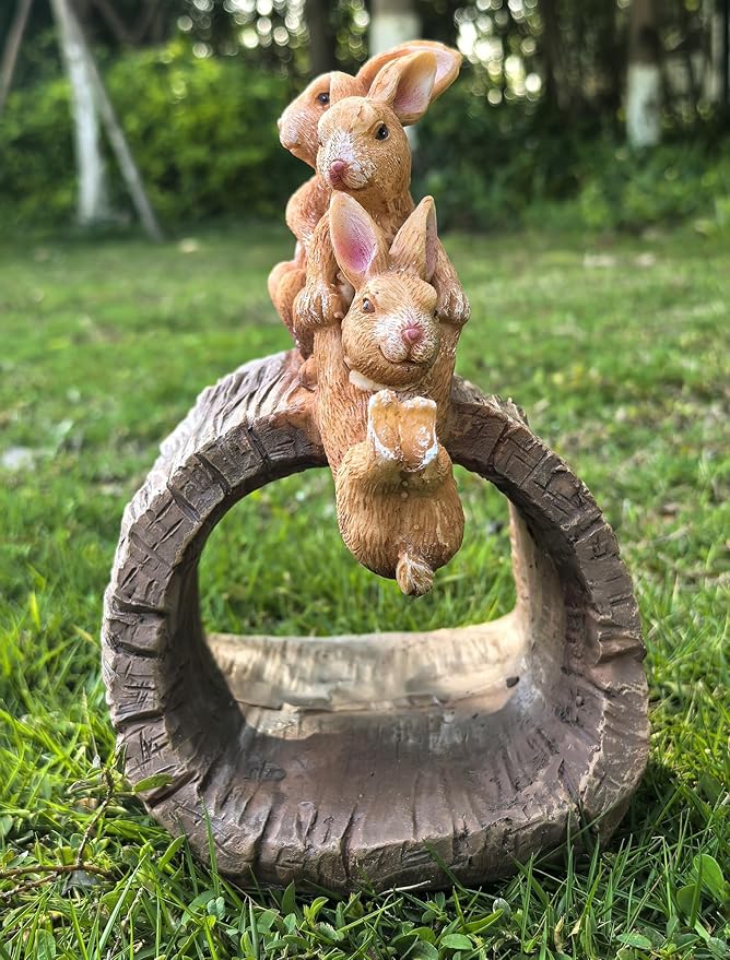 Decorative Gutter Downspout Extensions Statue,3" x 4" Downspout Extension Sculpture,Rabbit Decorative Rain Gutter Downspout Extension Figurine Decor Sculpture for Lawn Yard