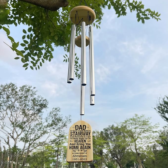 Memorial Wind Chimes for Loss of Father, Personalized Dad Memorial Gift, Bereavement & Remembrance Gift in Loving Memory