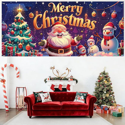 7 x 16 ft Christmas Garage Door Decorations Merry Christmas decorations Xmas Garage Door Cover, Happy New Year Hanging Banner for Home,Outdoor,Indoor,Party