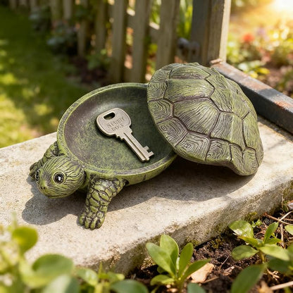 Key Holder Outdoor Waterproof Realistic Turtle Design, Hide a Key Hider with Secret Storage Compartment for Spare Keys, Trinket Box,Mom Gift Resin Spring Garden Ornament for Patio Yard Lawn Home Decor