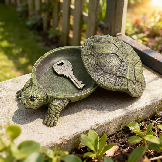 Key Holder Outdoor Waterproof Realistic Turtle Design, Hide a Key Hider with Secret Storage Compartment for Spare Keys, Trinket Box,Mom Gift Resin Spring Garden Ornament for Patio Yard Lawn Home Decor