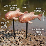 Koi Pond Decor - 2PCs Large Ceramic Bronze Antique Koi Fish Statue, Resin Real Fish Sculpture, Elegant Garden Art & Outdoor Statues for Patio