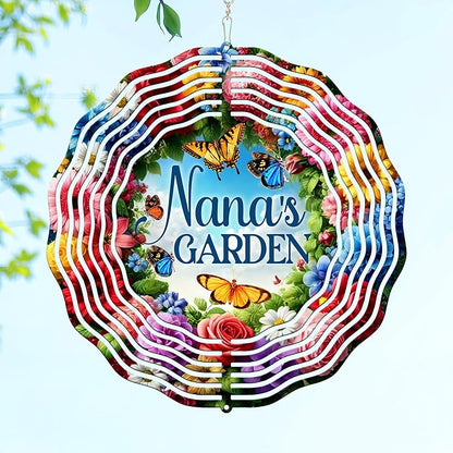 FLAGWIX Garden Gifts for Grandma - Nana's Garden 3D Stainless Steel Metal Wind Spinners 12 in - Gardening Grandmother Birthday Gifts for Women Nana Gigi, Nana Gift Ideas
