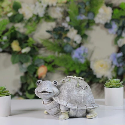 Roman 5.5" Gray and White Outdoor Turtle in Rain Boots Garden Statue