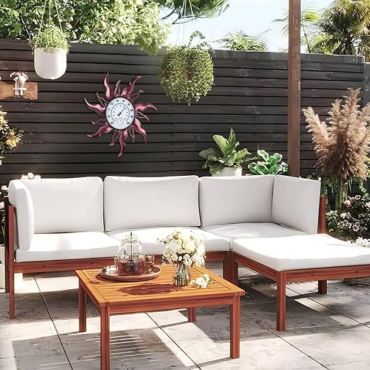 Large Sun Outdoor Thermometer, 27“ Metal Thermometer Outdoor Waterproof, Decorative Outdoor Thermometers for Patio, Outside Thermometer with Humidity(Copper)
