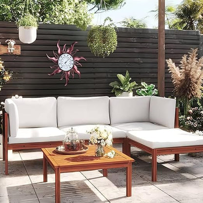 Large Sun Outdoor Thermometer, 27“ Metal Thermometer Outdoor Waterproof, Decorative Outdoor Thermometers for Patio, Outside Thermometer with Humidity(Copper)