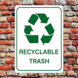 Recyclable Trash Street Metal Signs Vintage No Rust Safety Man Cave Warning Aluminum Metal Tin Sign for Garden Patio Yard Cafe Pub Home Decor Wall Art Print Poster 12x16 Inch