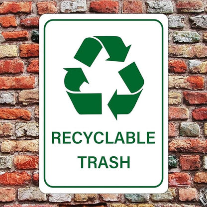 Recyclable Trash Street Metal Signs Vintage No Rust Safety Man Cave Warning Aluminum Metal Tin Sign for Garden Patio Yard Cafe Pub Home Decor Wall Art Print Poster 12x16 Inch