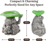 MXwcy Solar Garden Lights Frog Statue Bird Feeder, 7.87" Resin Frog Family Statue Solar Garden Decor, Solar Lights Outdoor Waterproof for Yard Patio Lawn, Frog Gifts for Women Mom Grandma
