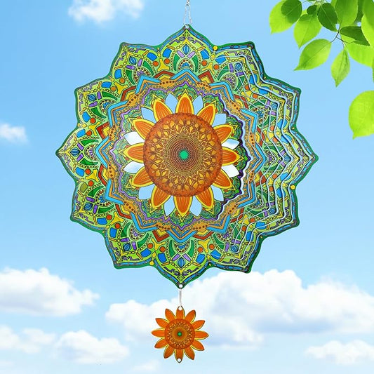 3D Wind Spinner, 12 inch 3D Kinetic Metal Garden Spinners, Rustproof Metal Garden Decor Yard Art, Wind Sculptures Ideal Gift for Homeowners & Garden Lovers