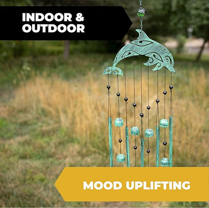 VP Home Dolphin Tribal Wind Chimes for Outside, 28.5-Inch Wind Chimes with Rustic Design for Gardens, Patios, and Porches, Thoughtful Gifts for Mom, Grandma, and Dolphin Lovers