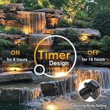 POPOSOAP Pond Lights 4-in-1 Warm White, Underwater Pond Lights with Timer/ IP68 Waterproof Submersible LED Fountain Lights for for Pond Waterfall Fountain Aquarium Garden Patio Pool(Set of 4)-P64H