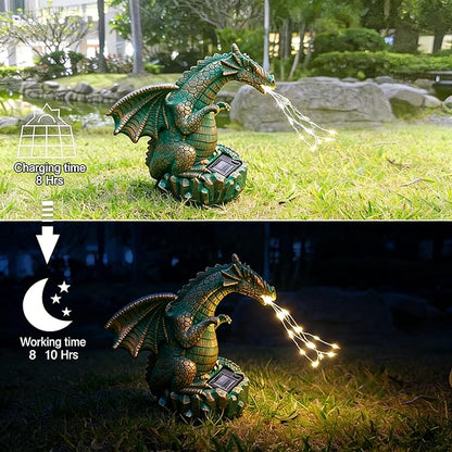 JOYBEE Dragon Solar Garden Statues Outdoor Decoration with LED Light Strings,Dragon Figurine Solar Lights Lawn Décor,Outside Statue Ornament for Patio, Balcony, Yard,Unique Gifts for Mom Grandma