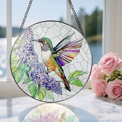 Stained Glass Window Hanging, 8 Inch Hummingbird Sun Catchers, Stained Glass Suncatcher, Window Decor, Gifts for Mothers Day, Birthday, Christmas, Hummingbird Gifts, Gift for Women Mom and Grandma